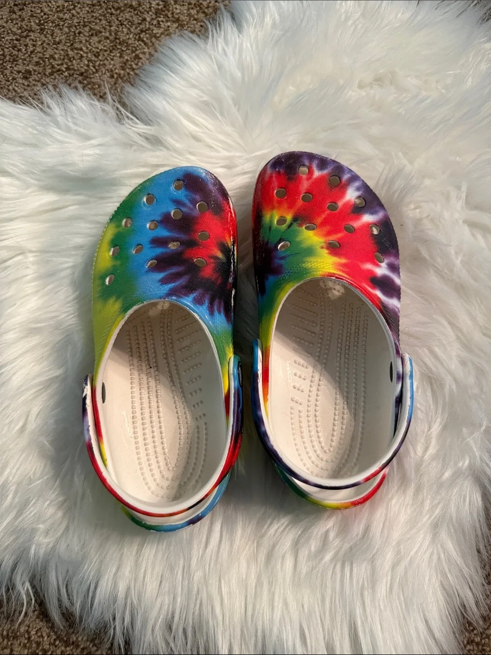 CROCS Kids Tie-Dye Clogs in Rainbow Colors